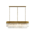 Regent Fontainebleau Rectangular 7 Light Pendant Light in Brass with Clear Sculpted Glass