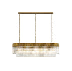 Regent Fontainebleau Rectangular 7 Light Pendant Light in Brass with Clear Sculpted Glass