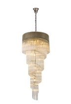 Regent Fontainebleau Round 5 Tier 23 Light Pendant Light in Polished Nickel with Clear Sculpted Glass