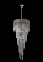 Regent Fontainebleau Round 5 Tier 23 Light Pendant Light in Polished Nickel with Clear Sculpted Glass