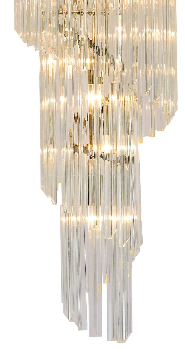 Regent Fontainebleau Round 5 Tier 23 Light Pendant Light in Polished Nickel with Clear Sculpted Glass