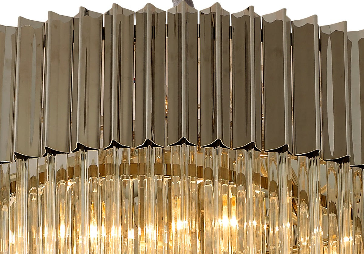 Regent Fontainebleau Round 5 Tier 23 Light Pendant Light in Polished Nickel with Clear Sculpted Glass