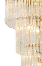 Regent Fontainebleau Round 5 Tier 23 Light Pendant Light in Polished Nickel with Clear Sculpted Glass