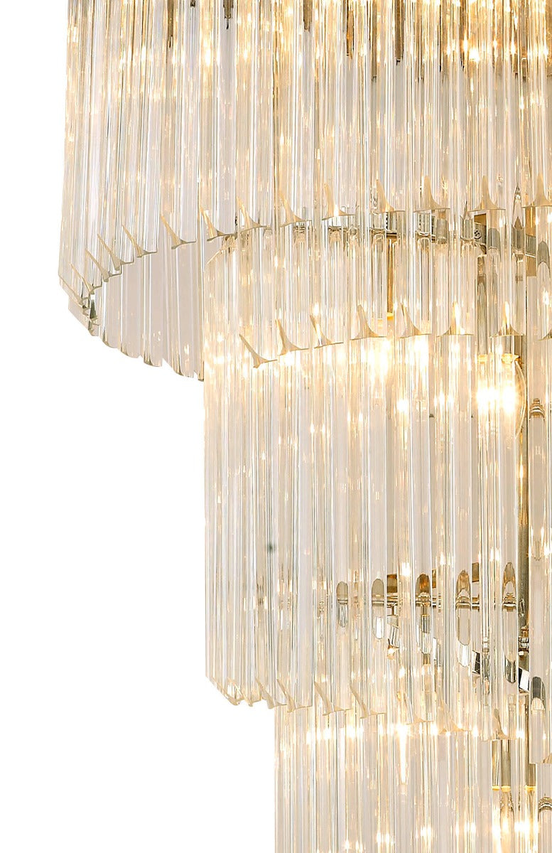 Regent Fontainebleau Round 5 Tier 23 Light Pendant Light in Polished Nickel with Clear Sculpted Glass