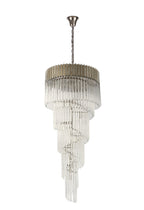 Regent Fontainebleau Round 5 Tier 23 Light Pendant Light in Polished Nickel with Clear Sculpted Glass