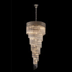 Regent Fontainebleau Round 7 Tier 31 Light Pendant Light in Polished Nickel with Clear Sculpted Glass