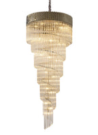 Regent Fontainebleau Round 7 Tier 31 Light Pendant Light in Polished Nickel with Clear Sculpted Glass