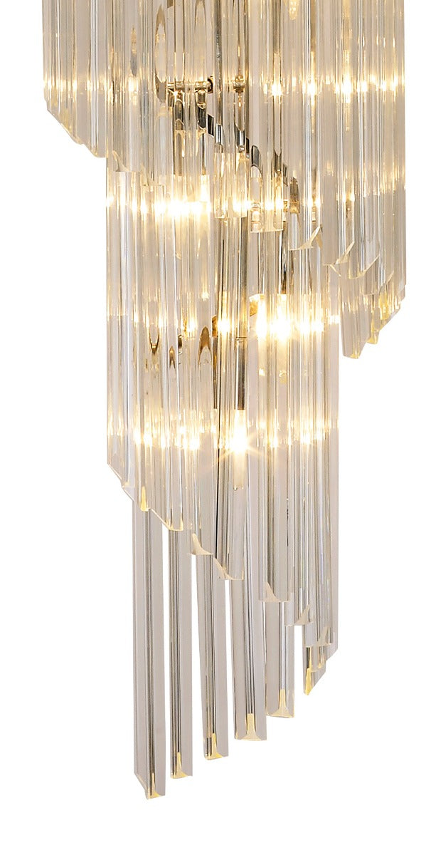 Regent Fontainebleau Round 7 Tier 31 Light Pendant Light in Polished Nickel with Clear Sculpted Glass