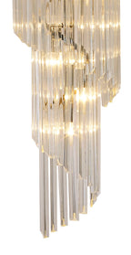 Regent Fontainebleau Round 7 Tier 31 Light Pendant Light in Polished Nickel with Clear Sculpted Glass