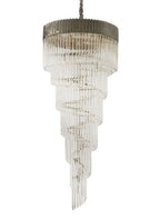 Regent Fontainebleau Round 7 Tier 31 Light Pendant Light in Polished Nickel with Clear Sculpted Glass