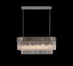 Regent Fontainebleau Rectangular 5 Light Pendant Light in Polished Nickel with Clear Sculpted Glass