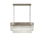 Regent Fontainebleau Rectangular 5 Light Pendant Light in Polished Nickel with Clear Sculpted Glass