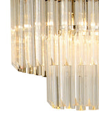Regent Fontainebleau Rectangular 5 Light Pendant Light in Polished Nickel with Clear Sculpted Glass