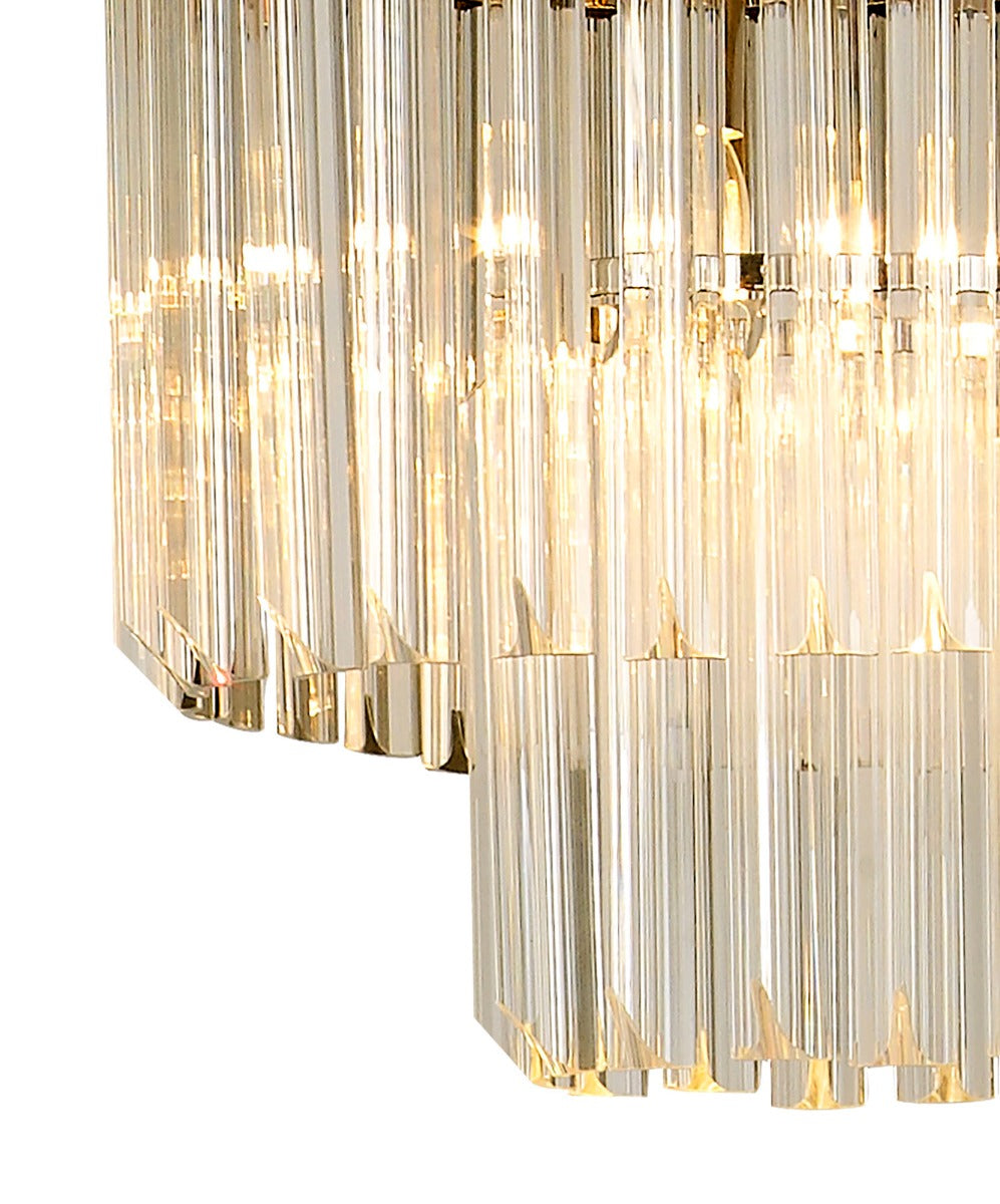 Regent Fontainebleau Rectangular 5 Light Pendant Light in Polished Nickel with Clear Sculpted Glass