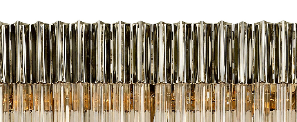 Regent Fontainebleau Rectangular 5 Light Pendant Light in Polished Nickel with Clear Sculpted Glass