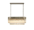Regent Fontainebleau Rectangular 5 Light Pendant Light in Polished Nickel with Clear Sculpted Glass