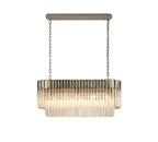Regent Fontainebleau Rectangular 5 Light Pendant Light in Polished Nickel with Clear Sculpted Glass