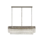 Regent Fontainebleau Rectangular 7 Light Pendant Light in Polished Nickel with Clear Sculpted Glass
