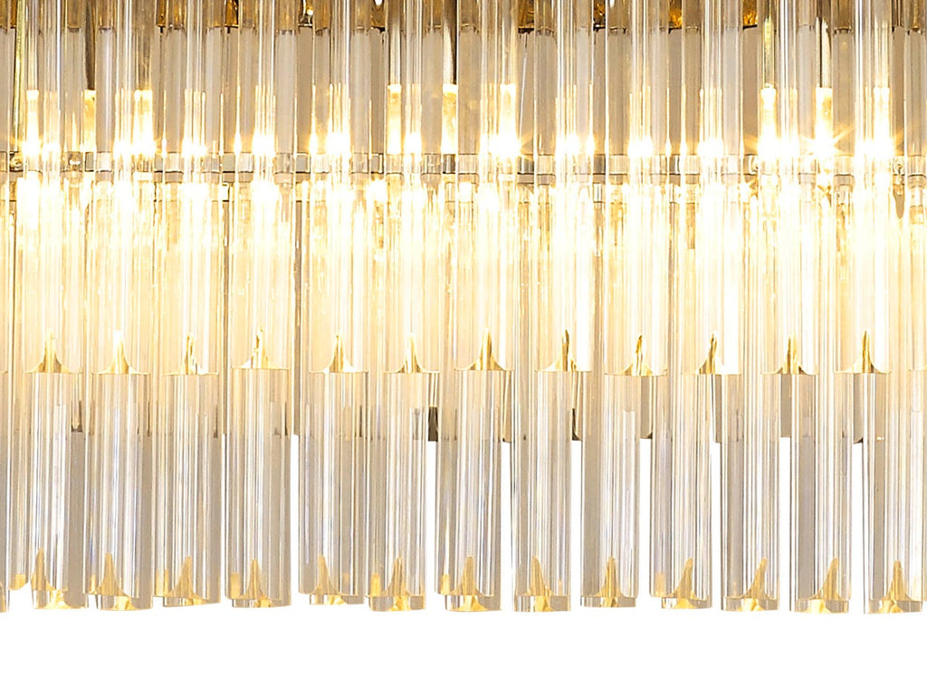 Regent Fontainebleau Rectangular 7 Light Pendant Light in Polished Nickel with Clear Sculpted Glass