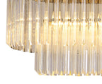 Regent Fontainebleau Rectangular 7 Light Pendant Light in Polished Nickel with Clear Sculpted Glass