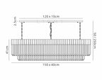 Regent Fontainebleau Rectangular 7 Light Pendant Light in Polished Nickel with Clear Sculpted Glass
