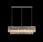 Regent Fontainebleau Rectangular 7 Light Pendant Light in Polished Nickel with Clear Sculpted Glass