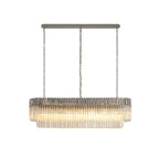 Regent Fontainebleau Rectangular 7 Light Pendant Light in Polished Nickel with Clear Sculpted Glass