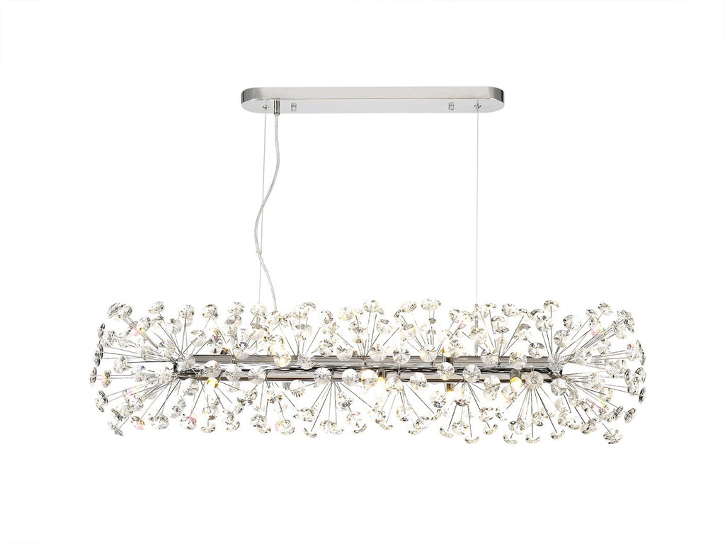 Regent Seyne Oblong 10 Light Linear Pendant Light in Polished Chrome with Crystal