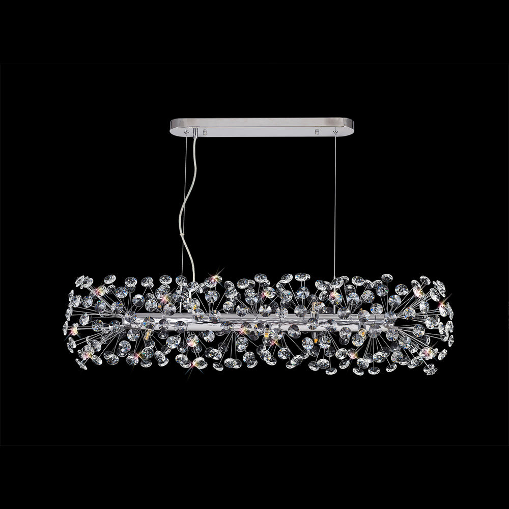 Regent Seyne Oblong 10 Light Linear Pendant Light in Polished Chrome with Crystal