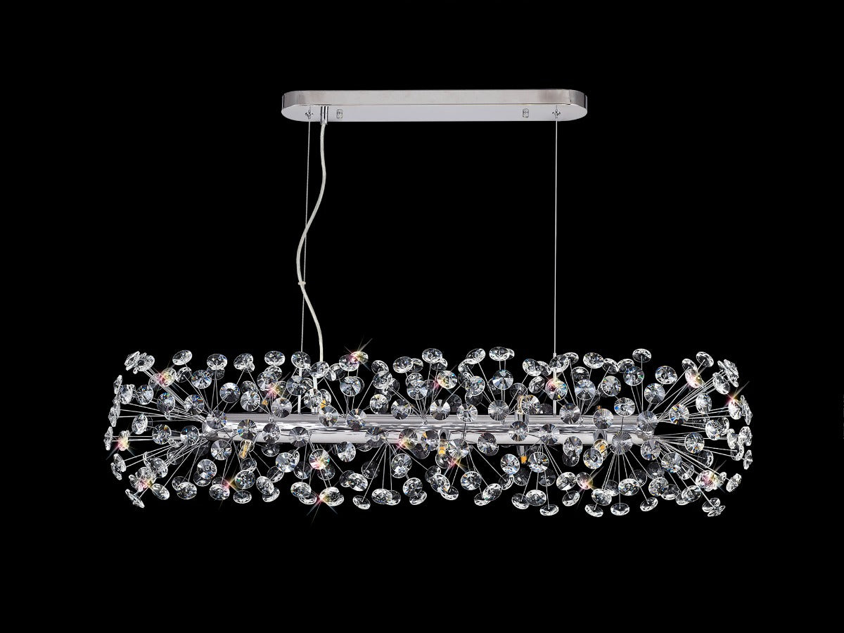 Regent Seyne Oblong 10 Light Linear Pendant Light in Polished Chrome with Crystal