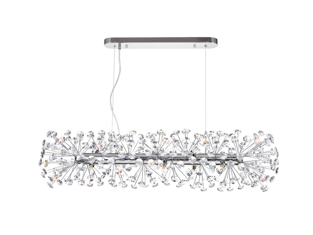 Regent Seyne Oblong 10 Light Linear Pendant Light in Polished Chrome with Crystal