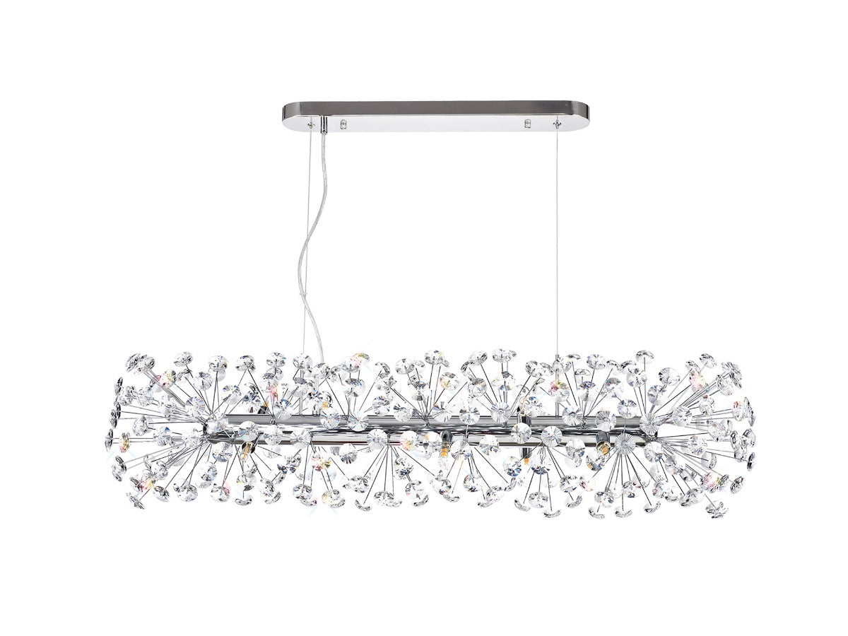 Regent Seyne Oblong 10 Light Linear Pendant Light in Polished Chrome with Crystal