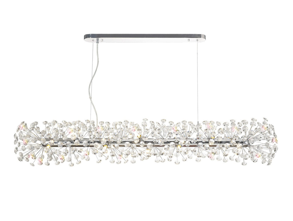 Regent Seyne Oblong Linear 14 Light Pendant Light in Polished Chrome with Crystal