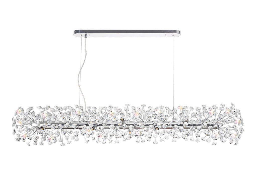 Regent Seyne Oblong Linear 14 Light Pendant Light in Polished Chrome with Crystal