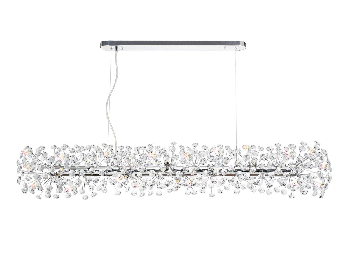 Regent Seyne Oblong Linear 14 Light Pendant Light in Polished Chrome with Crystal