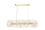 Regent Seyne Oblong 10 Light Linear Pendant Light in French Gold with Crystal