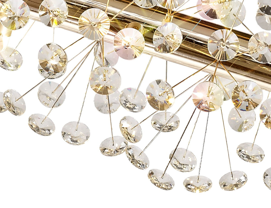 Regent Seyne Oblong 10 Light Linear Pendant Light in French Gold with Crystal