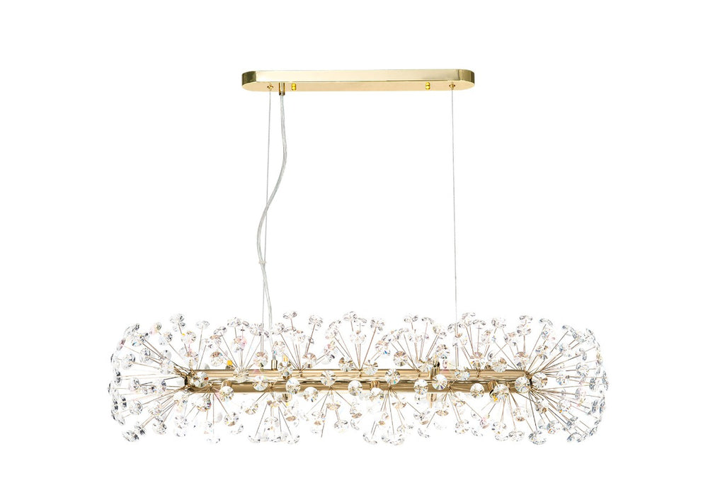 Regent Seyne Oblong 10 Light Linear Pendant Light in French Gold with Crystal