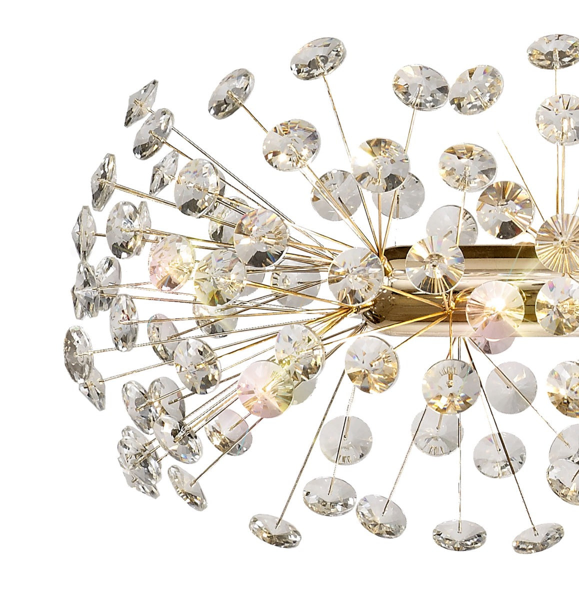 Regent Seyne Oblong 10 Light Linear Pendant Light in French Gold with Crystal