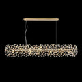 Regent Seyne Oblong 14 Light Linear Pendant Light in French Gold with Crystal