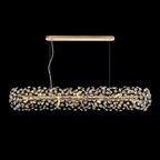 Regent Seyne Oblong 14 Light Linear Pendant Light in French Gold with Crystal