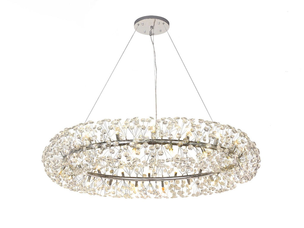 Regent Seyne 36 Light Ring Pendant Light in Polished Chrome with Crystal