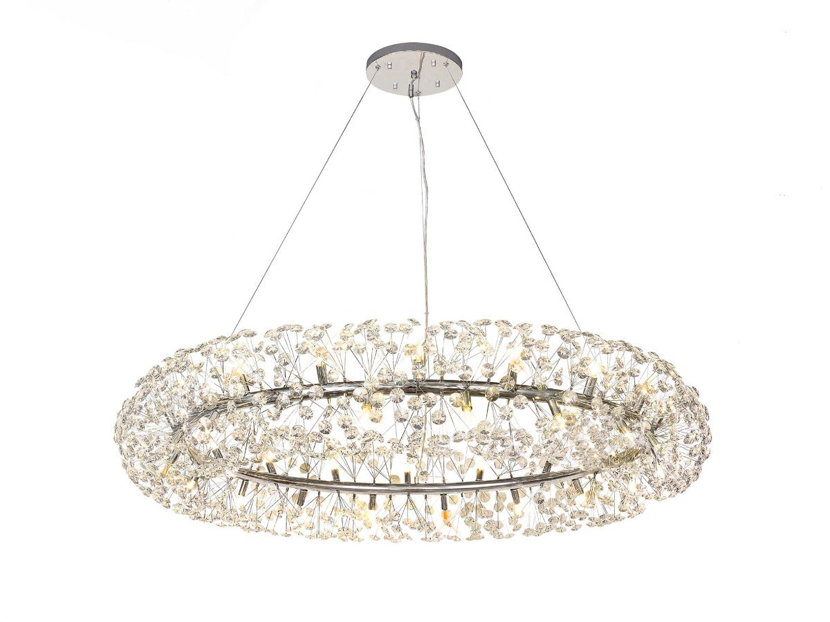 Regent Seyne 36 Light Ring Pendant Light in Polished Chrome with Crystal