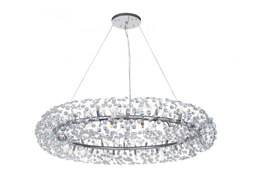 Regent Seyne 36 Light Ring Pendant Light in Polished Chrome with Crystal