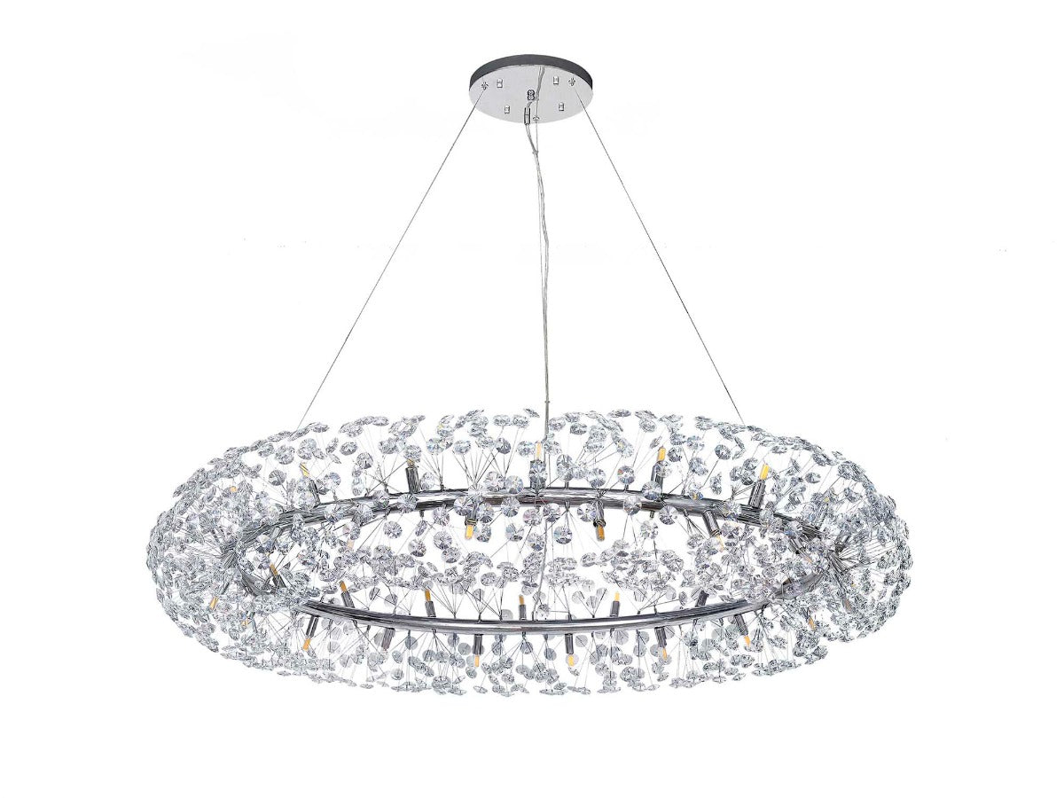 Regent Seyne 36 Light Ring Pendant Light in Polished Chrome with Crystal