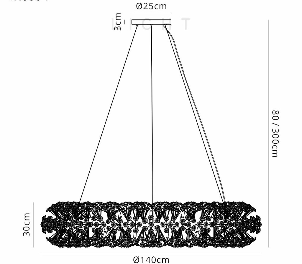Regent Seyne 36 Light Ring Pendant Light in Polished Chrome with Crystal