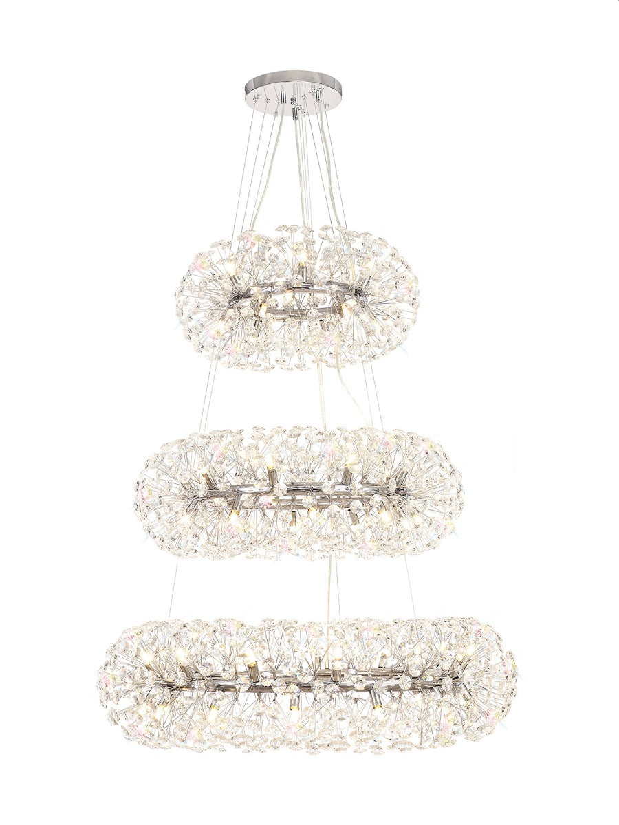 Regent Seyne 3 Tier 58 Light Pendant Light in Polished Chrome with Crystal