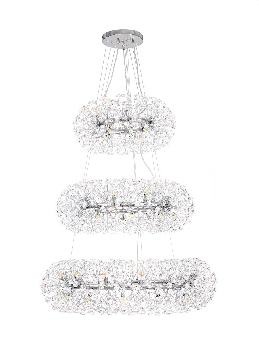 Regent Seyne 3 Tier 58 Light Pendant Light in Polished Chrome with Crystal