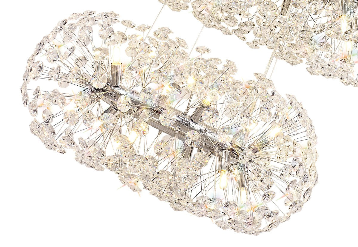 Regent Seyne 3 Tier 58 Light Pendant Light in Polished Chrome with Crystal