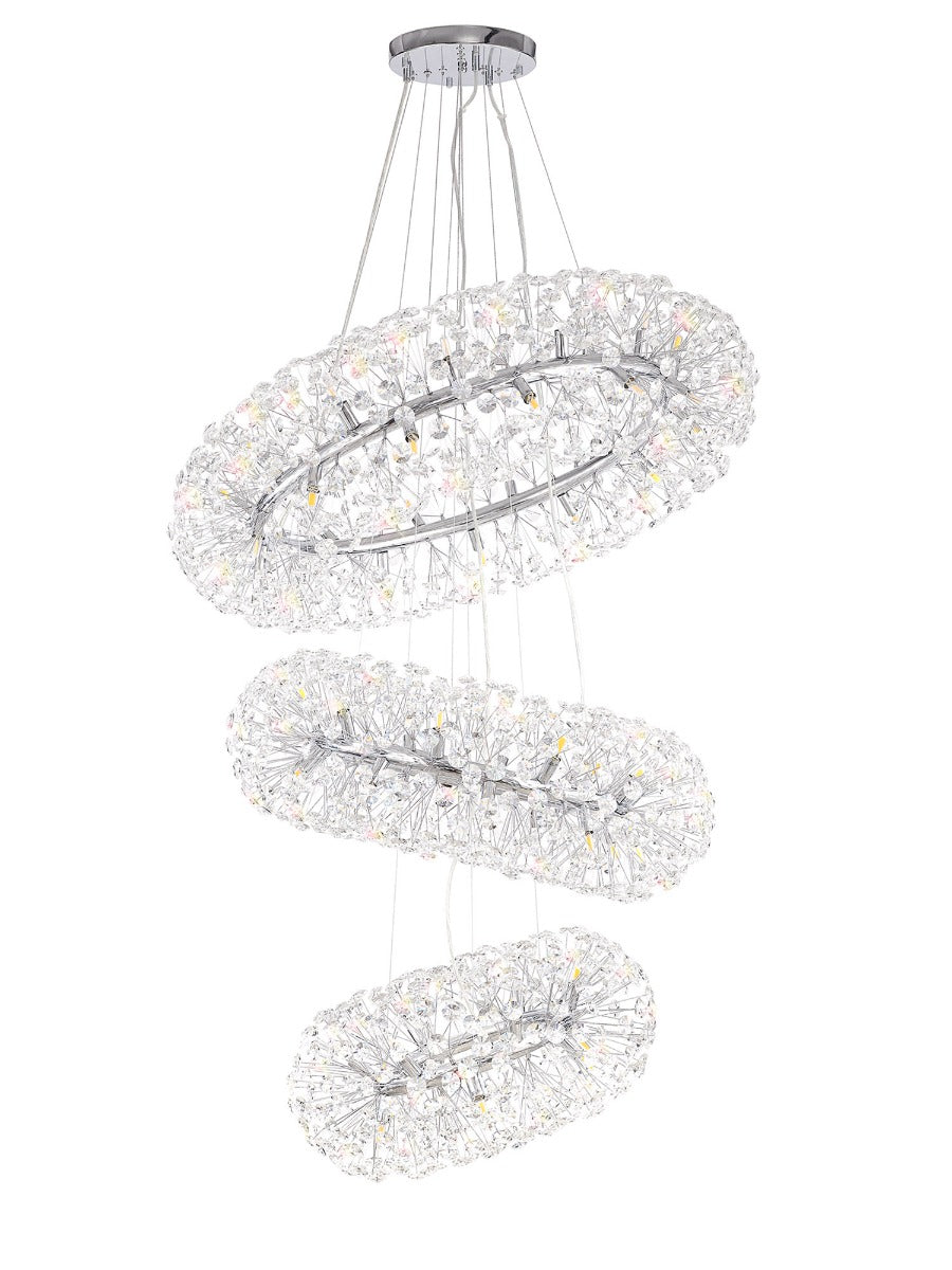 Regent Seyne 3 Tier 58 Light Pendant Light in Polished Chrome with Crystal
